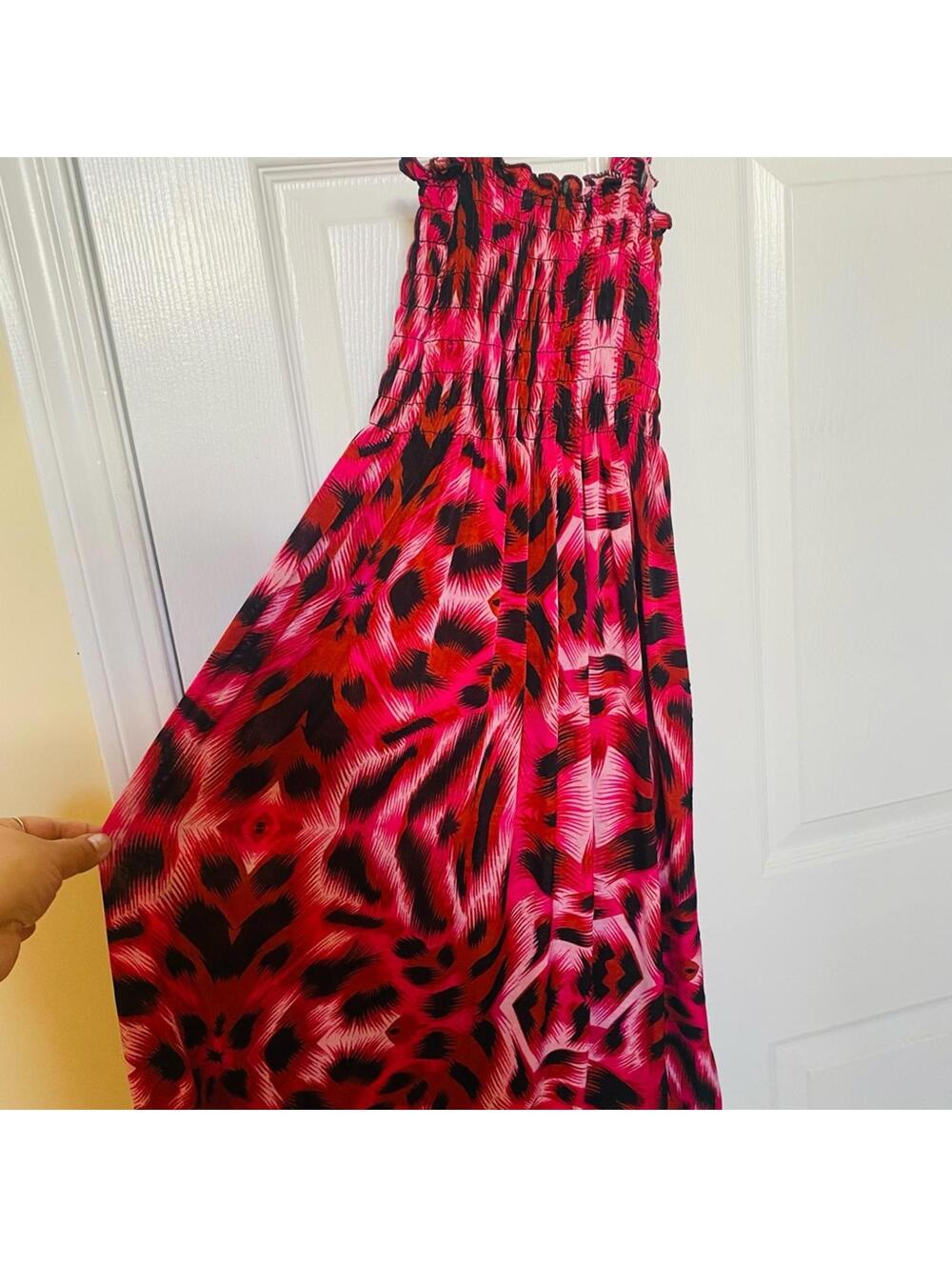 OB Fashion Vibrant Pink and Black Midi Dress XL